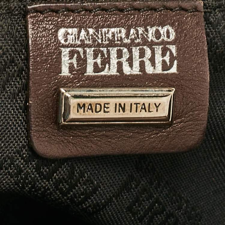 Pre Owned Gianfranco Ferre Dark Brown Fabric and Leather Chain Bucket Bag