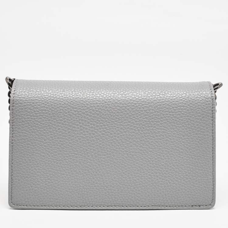 Pre Owned Gianfranco Ferre Grey Leather Logo Flap Shoulder Bag