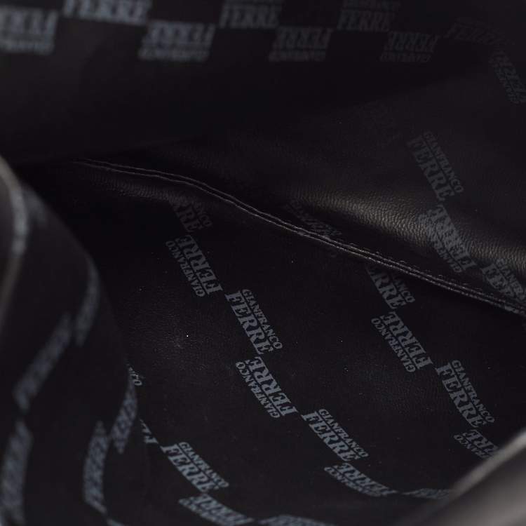 Pre Owned Gianfranco Ferre Black Nylon Flat Tote