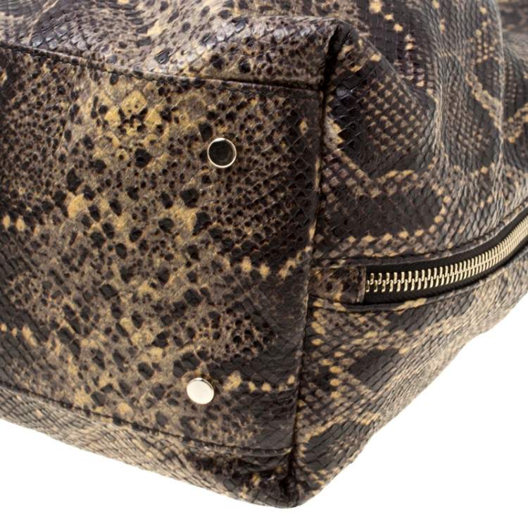 Pre Owned GF Ferre Black/Yellow Embossed Python Leather Tote