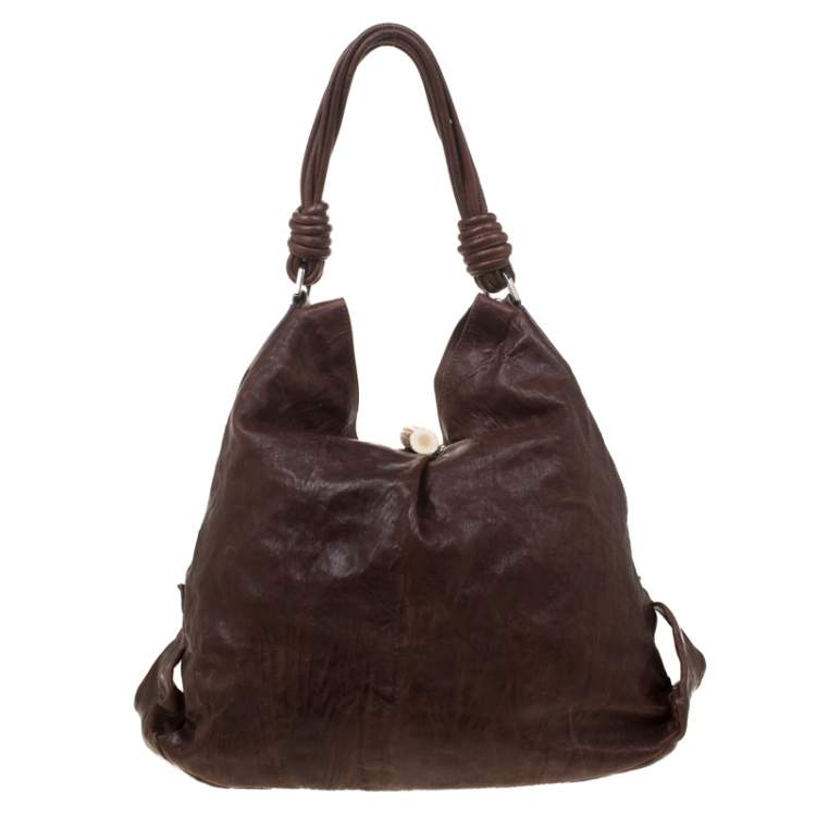 Pre Owned Gianfranco Ferre Brown Leather Hobo