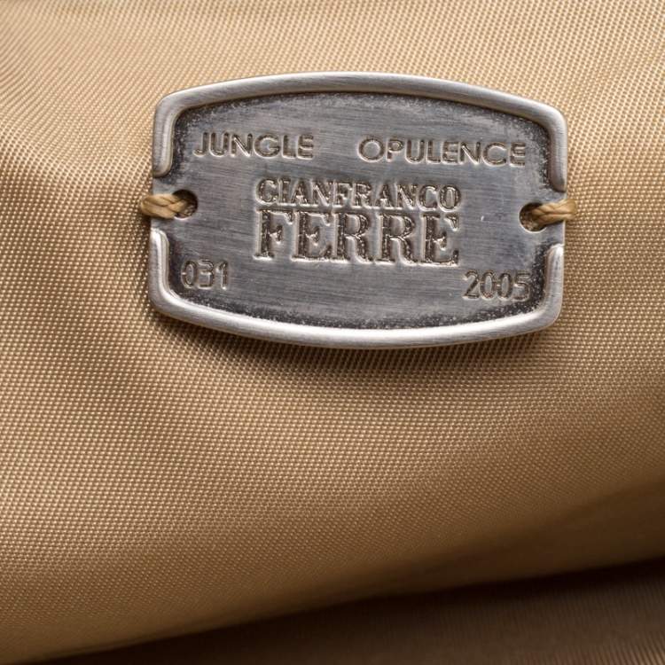 Pre Owned Gianfranco Ferre Beige/Brown Nylon/Python and Calfhair Satchel