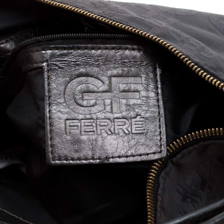 Pre Owned Gianfranco Ferre Black Nylon and Leather Buckle Shoulder Bag