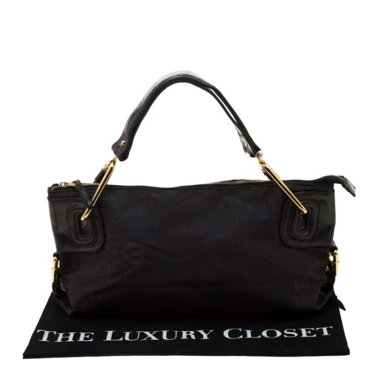 Pre Owned Gianfranco Ferre Black Nylon and Leather Buckle Shoulder Bag