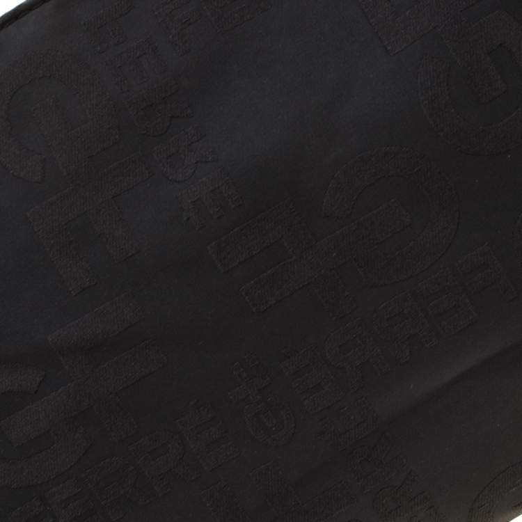 Pre Owned Gianfranco Ferre Black Nylon and Leather Buckle Shoulder Bag