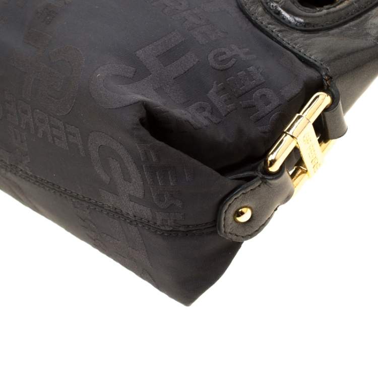 Pre Owned Gianfranco Ferre Black Nylon and Leather Buckle Shoulder Bag