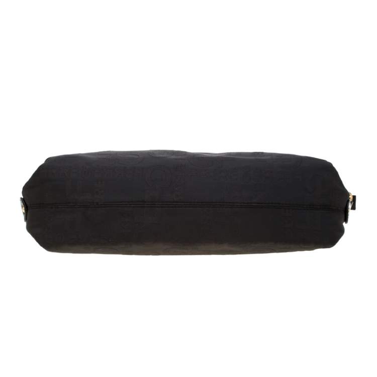 Pre Owned Gianfranco Ferre Black Nylon and Leather Buckle Shoulder Bag