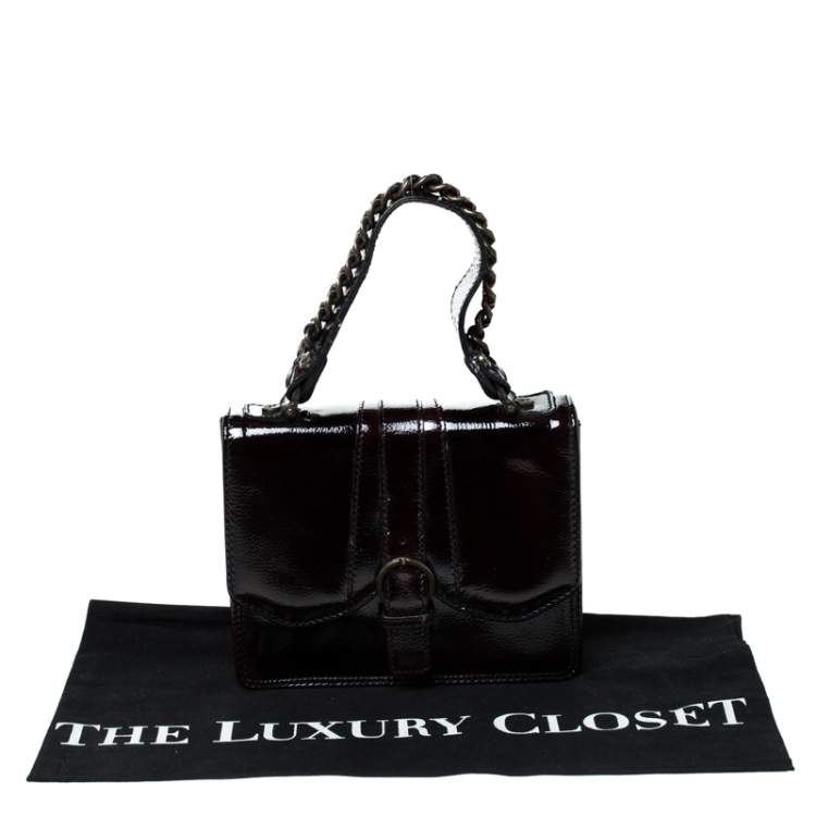 Pre Owned  Gianfranco Ferre Burgundy Patent Leather Satchel