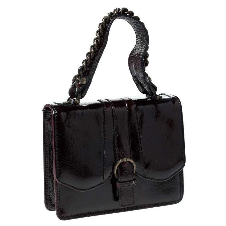 Pre Owned  Gianfranco Ferre Burgundy Patent Leather Satchel
