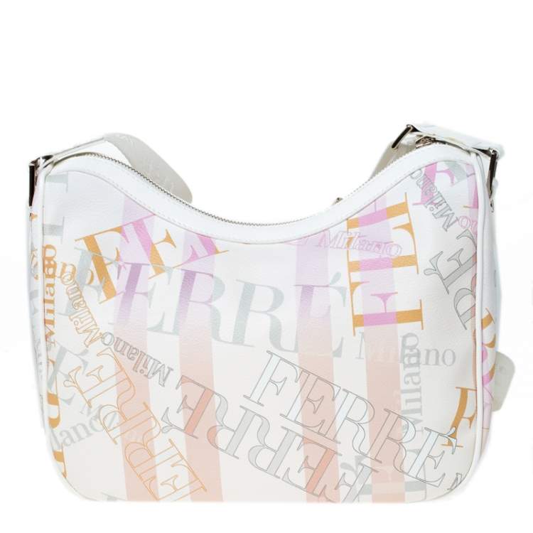 Pre Owned Gianfranco Ferre Multicolor Logo Print PVC and Canvas Shoulder Bag