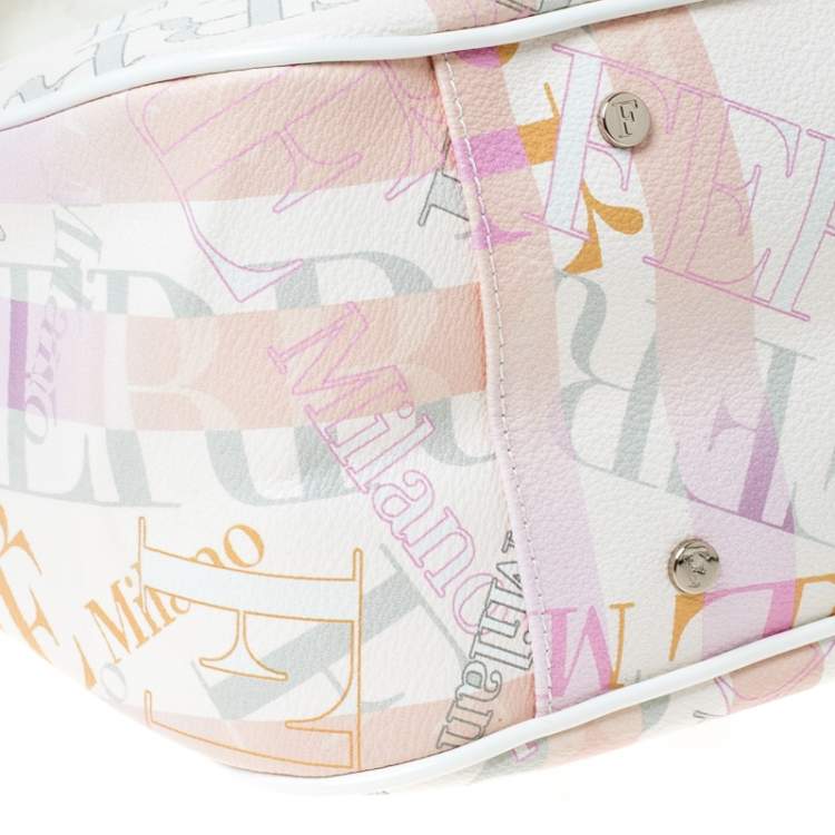 Pre Owned Gianfranco Ferre Multicolor Logo Print PVC and Canvas Shoulder Bag