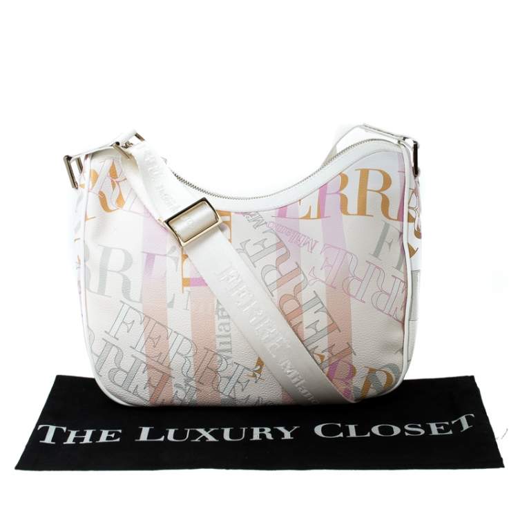 Pre Owned Gianfranco Ferre Multicolor Logo Print PVC and Canvas Shoulder Bag