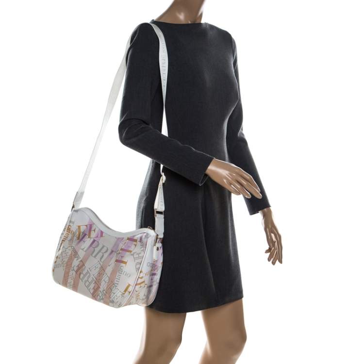 Pre Owned Gianfranco Ferre Multicolor Logo Print PVC and Canvas Shoulder Bag