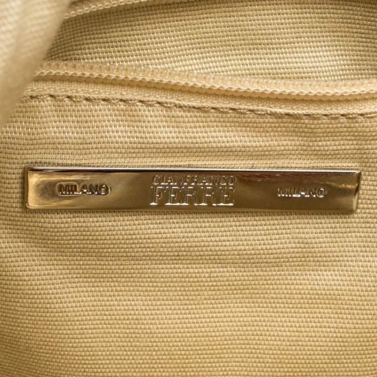 Pre Owned Gianfranco Ferrer Gold Python Embossed Leather Hobo