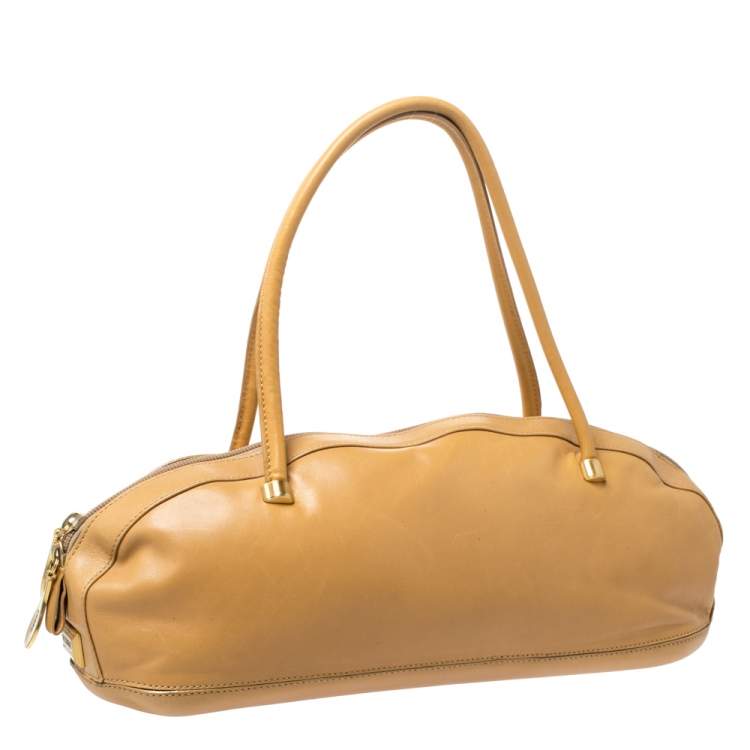 Pre Owned Gianfranco Ferre Beige Leather Bowler Bag