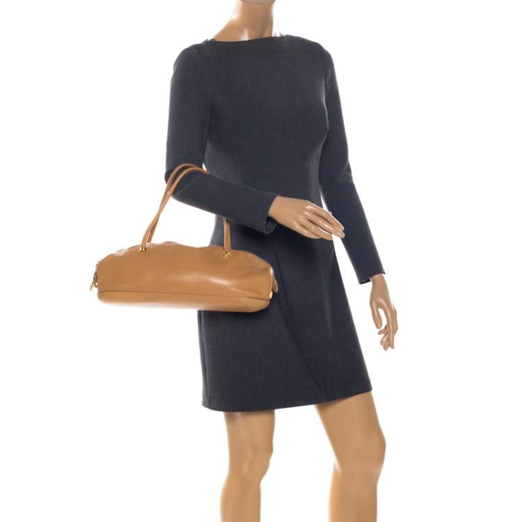 Pre Owned Gianfranco Ferre Beige Leather Bowler Bag