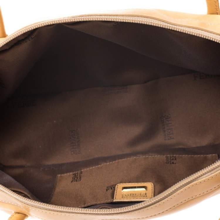 Pre Owned Gianfranco Ferre Beige Leather Bowler Bag