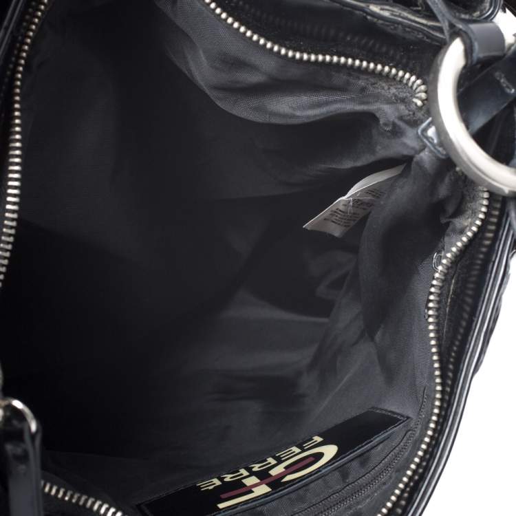 Pre Owned GF Ferre Black Signature Front Zip Hobo