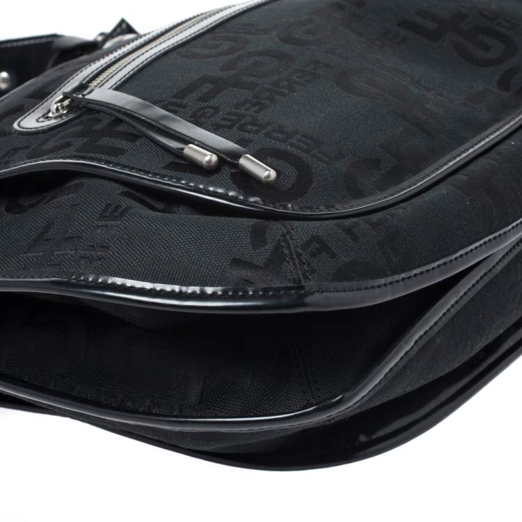 Pre Owned GF Ferre Black Signature Front Zip Hobo