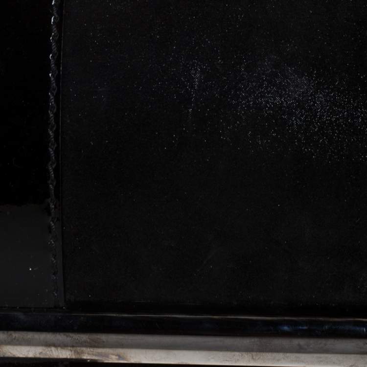 Pre Owned Gianfranco Ferre Black Fabric and Patent Leather Flap Clutch