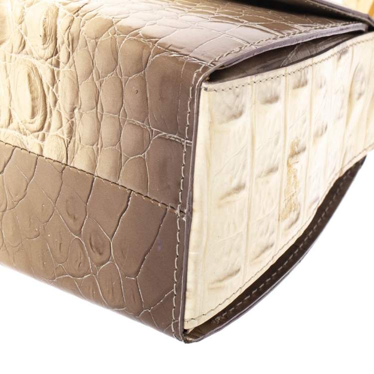 Pre Owned Gianfranco Ferre Croc Embossed Leather Shoulder Bag
