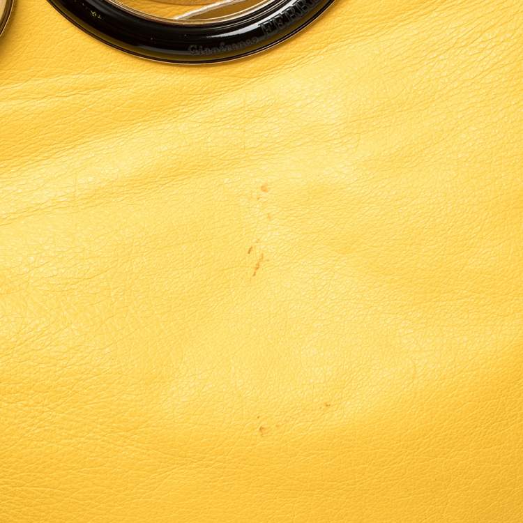 Pre Owned Gianfranco Ferre Mustard Soft Leather Ring Handle Shoulder Bag