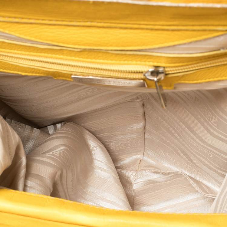 Pre Owned Gianfranco Ferre Mustard Soft Leather Ring Handle Shoulder Bag