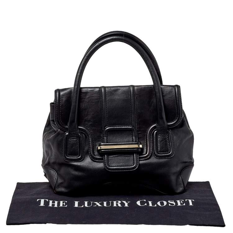 Pre Owned Gianfranco Ferre Black Leather Flap Satchel