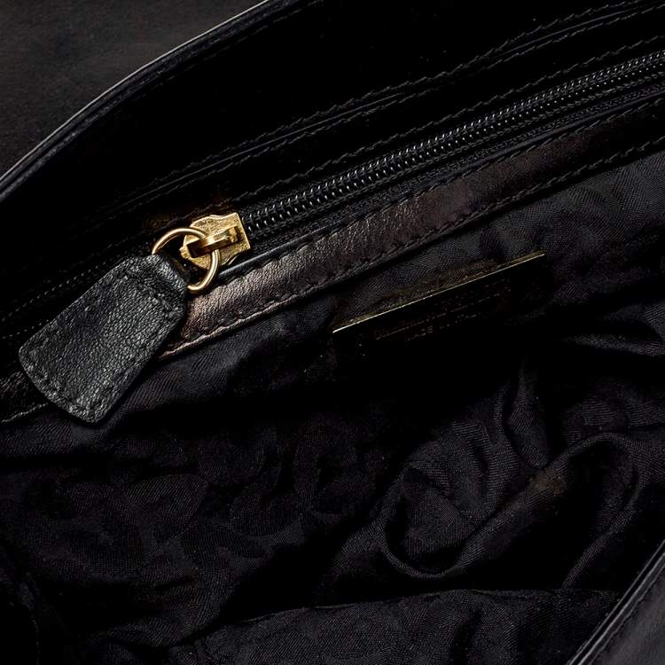 Pre Owned Gianfranco Ferre Black Leather Flap Satchel