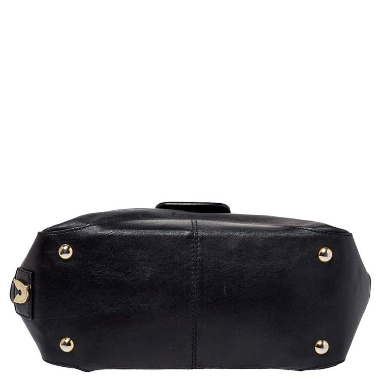 Pre Owned Gianfranco Ferre Black Leather Flap Satchel