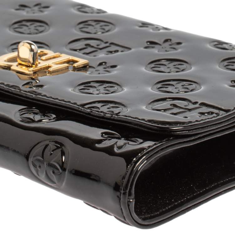 Pre Owned Gianfranco Ferre Black Patent Leather Flap Chain Crossbody Bag