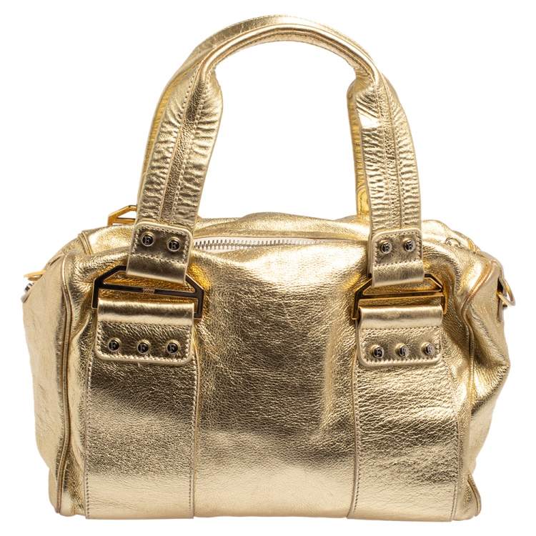 Pre Owned Gianfranco Ferre Gold Leather Satchel