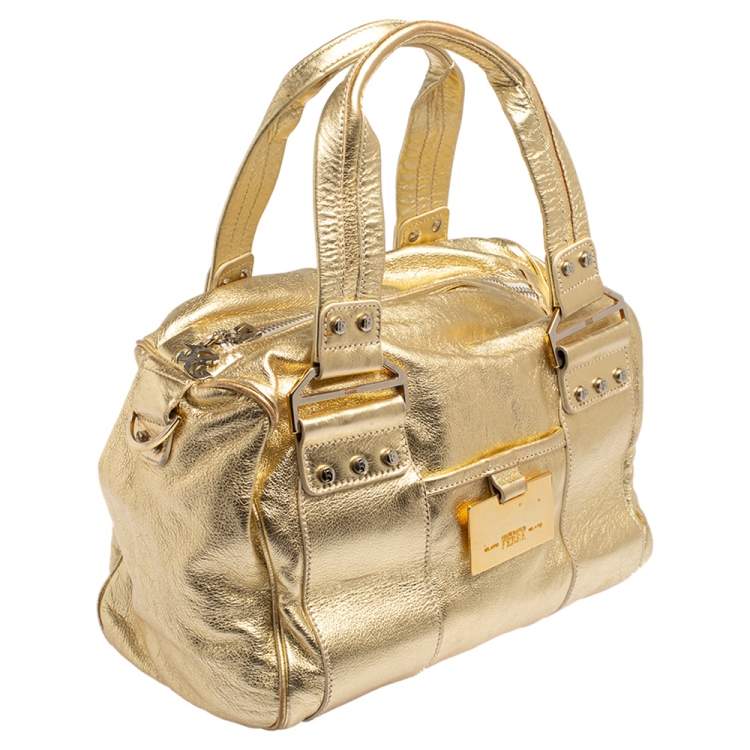 Pre Owned Gianfranco Ferre Gold Leather Satchel