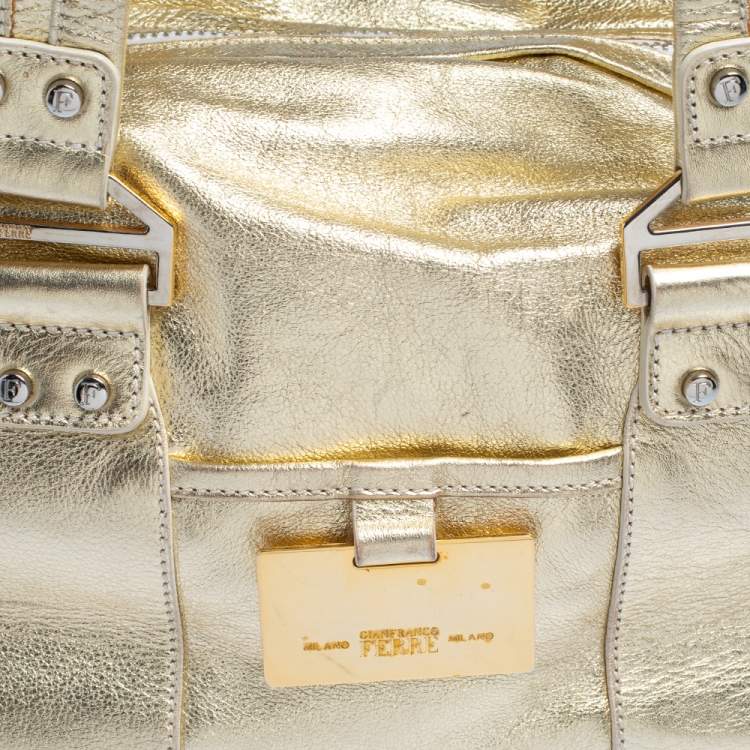 Pre Owned Gianfranco Ferre Gold Leather Satchel