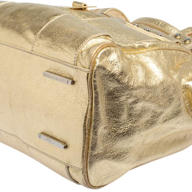Pre Owned Gianfranco Ferre Gold Leather Satchel