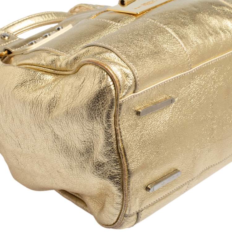 Pre Owned Gianfranco Ferre Gold Leather Satchel