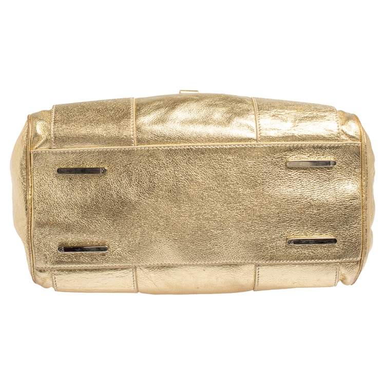 Pre Owned Gianfranco Ferre Gold Leather Satchel