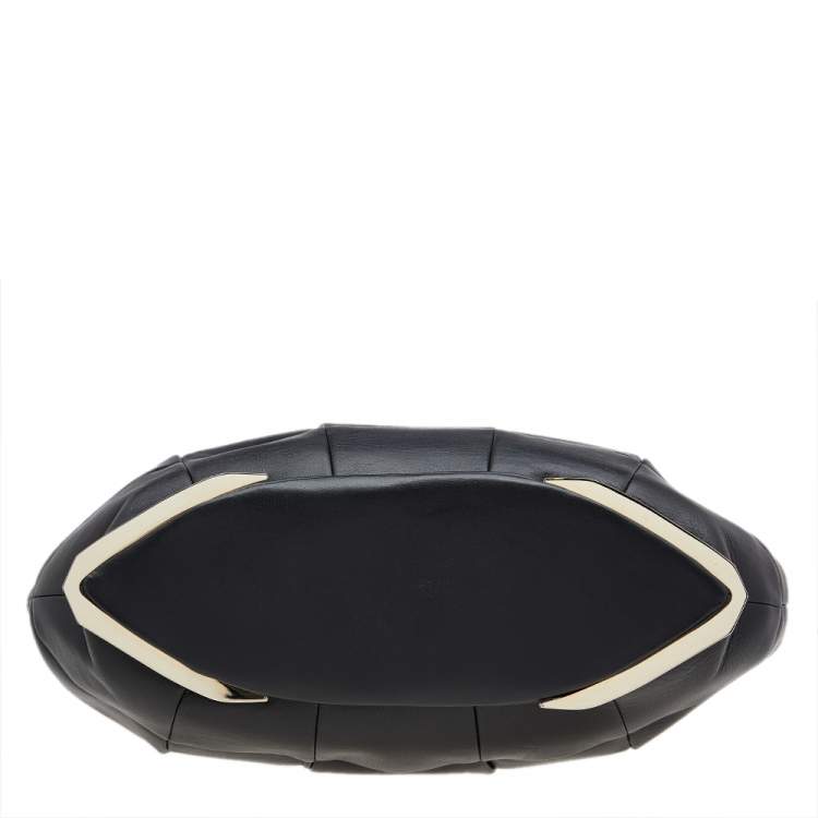 Pre Owned Gianfranco Ferre Black Pleated Leather Top Handle Bag