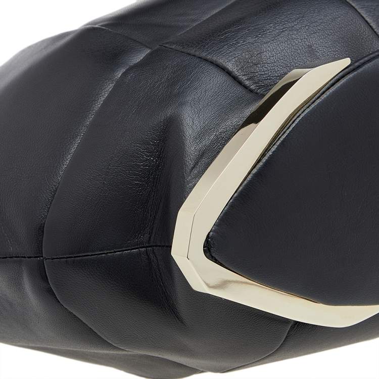 Pre Owned Gianfranco Ferre Black Pleated Leather Top Handle Bag