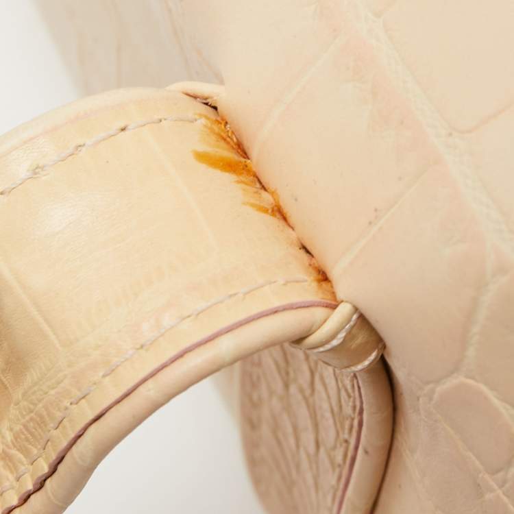 Pre Owned Gianfranco Ferre Beige Alligator Embossed Leather Boston Bag