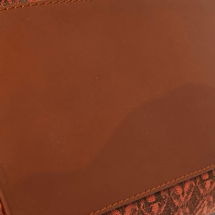 Pre Owned Gianfranco Ferre Brown Jacquard Fabric and Leather Flap Satchel