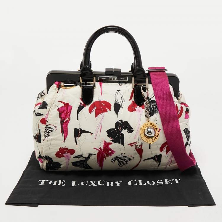Pre Owned Gianfranco Ferre Multicolor Nylon and Patent Leather Frame Satchel