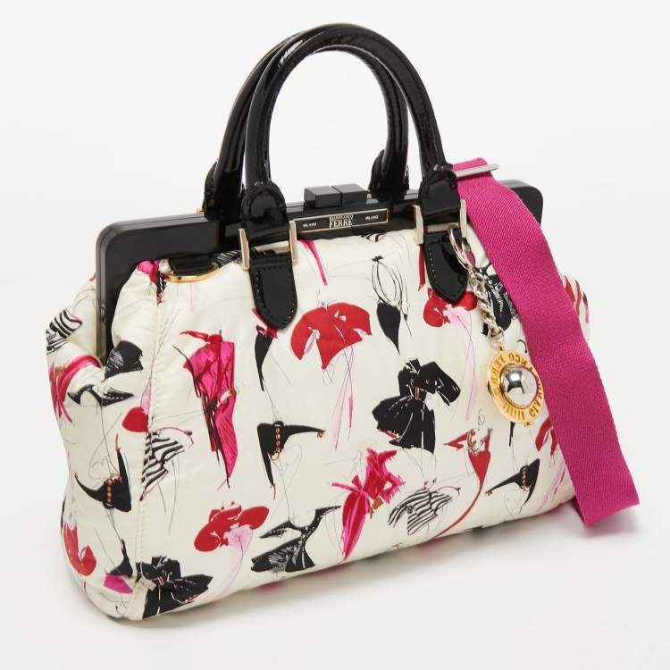 Pre Owned Gianfranco Ferre Multicolor Nylon and Patent Leather Frame Satchel
