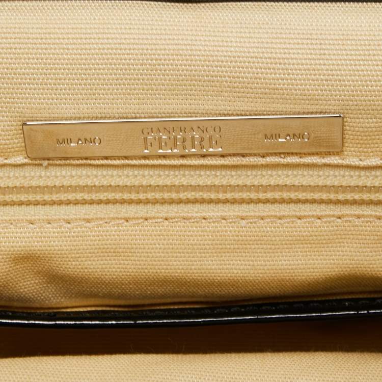 Pre Owned Gianfranco Ferre Multicolor Nylon and Patent Leather Frame Satchel