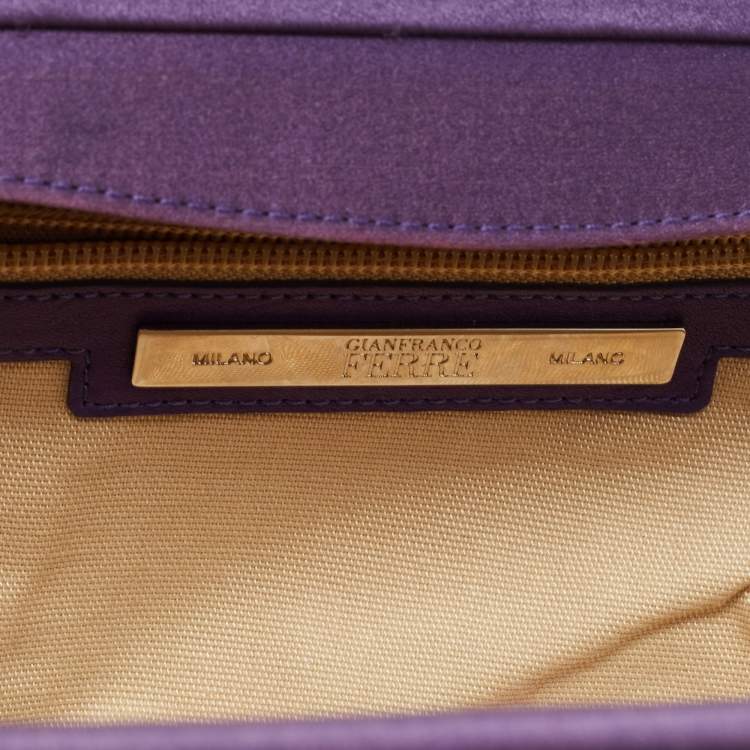 Pre Owned Gianfranco Ferre Purple Satin Charm Frame Clutch
