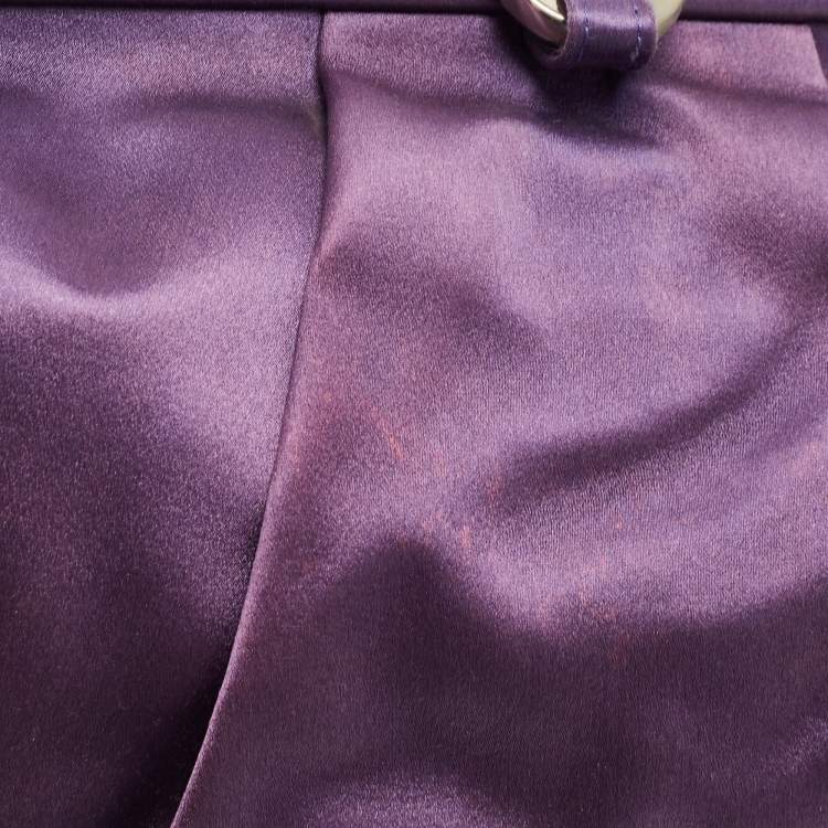 Pre Owned Gianfranco Ferre Purple Satin Charm Frame Clutch