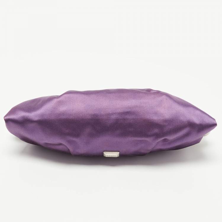 Pre Owned Gianfranco Ferre Purple Satin Charm Frame Clutch