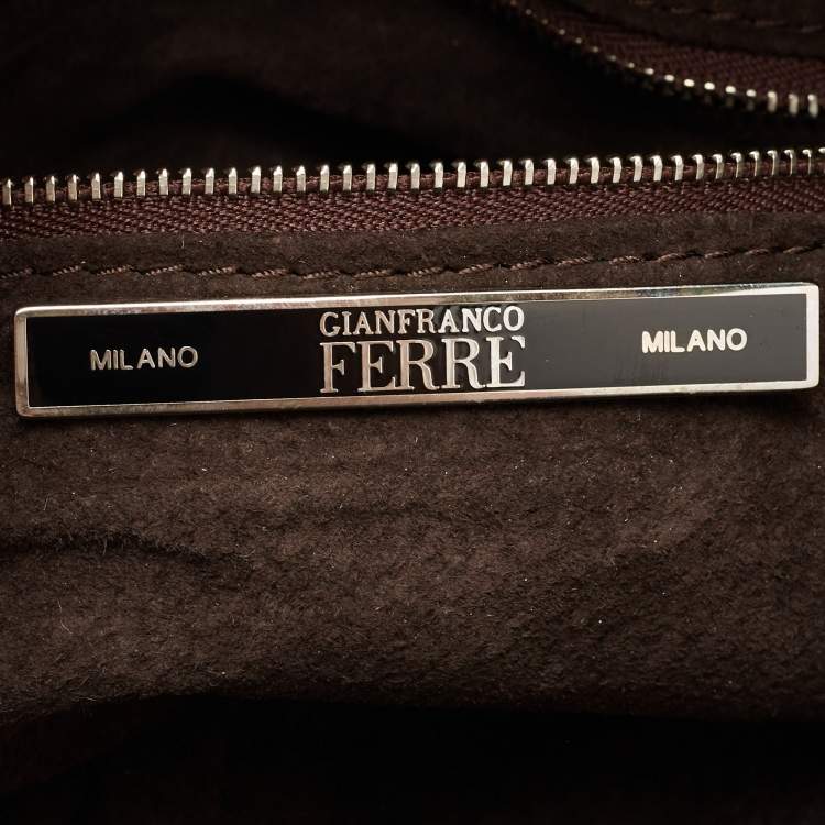 Pre Owned Gianfranco Ferre Multicolor Embossed Leather and Astrakhan Fur Tote