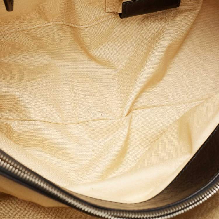 Pre Owned Gianfranco Ferre Beige/Black Watersnake and Leather Charm Satchel