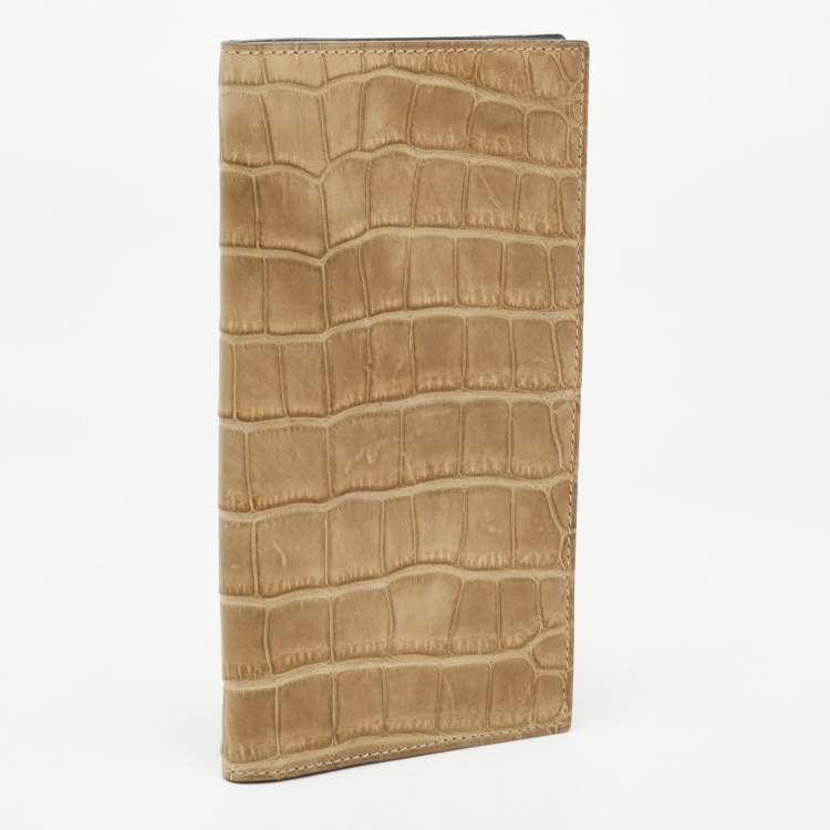Pre Owned Gianfranco Ferre Beige Alligator Leather Bifold Wallet